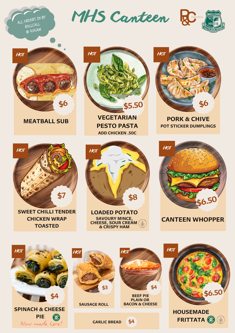 Term 3 Canteen Menu - HOT FOOD